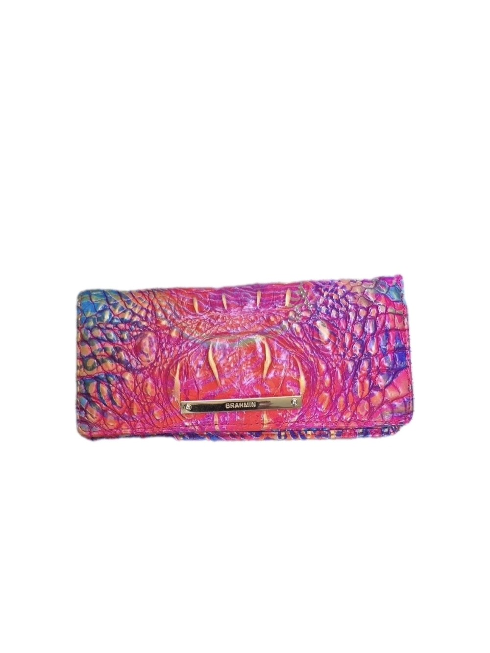 Brahmin Pink Multi Croc-Embossed Leather Wallet